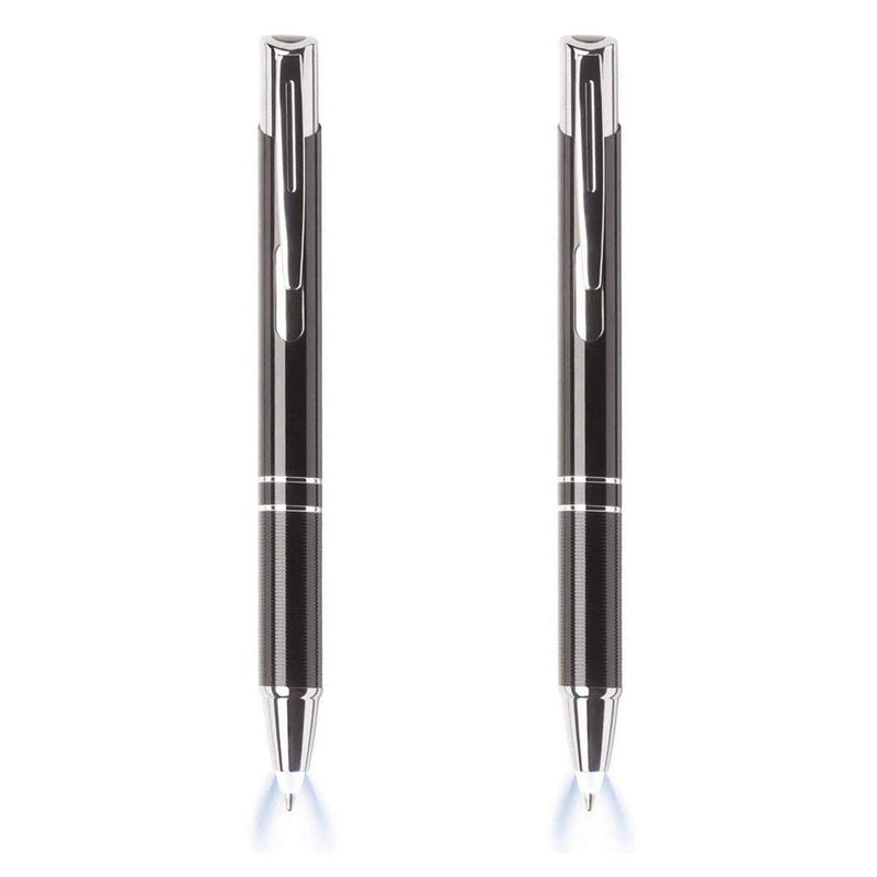 GS GLOWSEEN Lighted tip Penlight,LED Ballpoint Flashlight Writing Pens for Night Writer - 2 PK (White Light) - Image 2